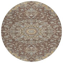 Machine Washable Indoor/Outdoor Chantille ACN2495 Brown 8' x 8' Round Rug