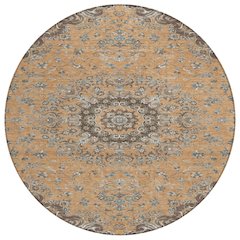 Machine Washable Indoor/Outdoor Chantille ACN2495 Orange 8' x 8' Round Rug