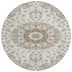 Machine Washable Indoor/Outdoor Chantille ACN2495 Ivory 8' x 8' Round Rug