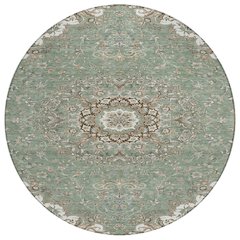 Machine Washable Indoor/Outdoor Chantille ACN2495 Green 8' x 8' Round Rug