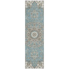 Machine Washable Indoor/Outdoor Chantille ACN2495 Teal 2'3" x 7'6" Runner Rug