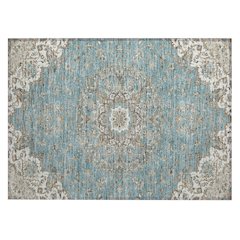 Machine Washable Indoor/Outdoor Chantille ACN2495 Teal 1'8" x 2'6" Rug