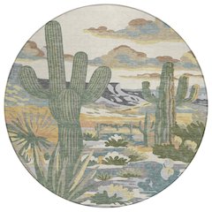 Machine Washable Indoor/Outdoor Chantille ACN2496 Brown 8' x 8' Round Rug
