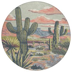Machine Washable Indoor/Outdoor Chantille ACN2496 Green 8' x 8' Round Rug