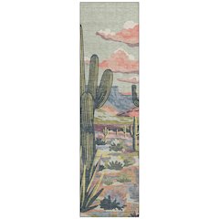 Machine Washable Indoor/Outdoor Chantille ACN2496 Green 2'3" x 7'6" Runner Rug
