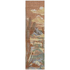 Machine Washable Indoor/Outdoor Chantille ACN2496 Orange 2'3" x 7'6" Runner Rug