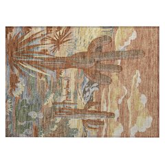 Machine Washable Indoor/Outdoor Chantille ACN2496 Orange 1'8" x 2'6" Rug