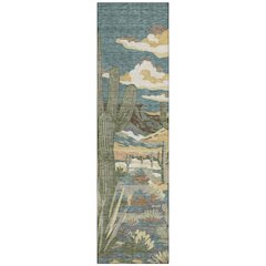 Machine Washable Indoor/Outdoor Chantille ACN2496 Teal 2'3" x 7'6" Runner Rug