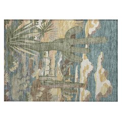 Machine Washable Indoor/Outdoor Chantille ACN2496 Teal 1'8" x 2'6" Rug