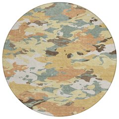 Machine Washable Indoor/Outdoor Chantille ACN2497 Gold 8' x 8' Round Rug