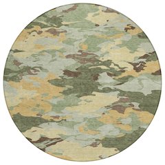Machine Washable Indoor/Outdoor Chantille ACN2497 Green 8' x 8' Round Rug