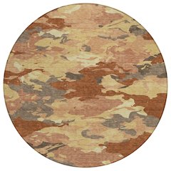 Machine Washable Indoor/Outdoor Chantille ACN2497 Orange 8' x 8' Round Rug
