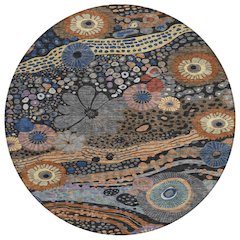 Machine Washable Indoor/Outdoor Chantille ACN2498 Black 8' x 8' Round Rug