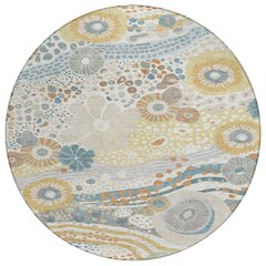 Machine Washable Indoor/Outdoor Chantille ACN2498 Ivory 8' x 8' Round Rug