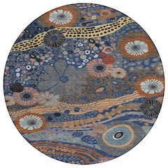 Machine Washable Indoor/Outdoor Chantille ACN2498 Blue 8' x 8' Round Rug