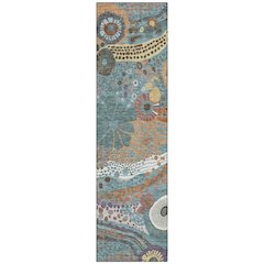 Machine Washable Indoor/Outdoor Chantille ACN2498 Teal 2'3" x 7'6" Runner Rug