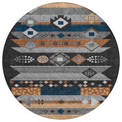 Machine Washable Indoor/Outdoor Chantille ACN2499 Black 8' x 8' Round Rug