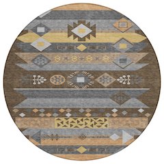 Machine Washable Indoor/Outdoor Chantille ACN2499 Brown 8' x 8' Round Rug