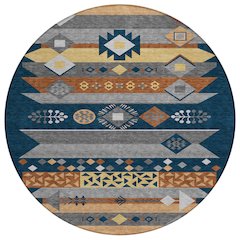 Machine Washable Indoor/Outdoor Chantille ACN2499 Blue 8' x 8' Round Rug