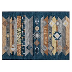 Machine Washable Indoor/Outdoor Chantille ACN2499 Blue 1'8" x 2'6" Rug