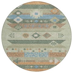 Machine Washable Indoor/Outdoor Chantille ACN2499 Green 8' x 8' Round Rug