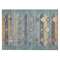 Machine Washable Indoor/Outdoor Chantille ACN2499 Teal 1'8" x 2'6" Rug