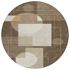 Machine Washable Indoor/Outdoor Chantille ACN2500 Brown 8' x 8' Round Rug