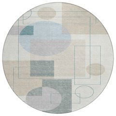 Machine Washable Indoor/Outdoor Chantille ACN2500 Ivory 8' x 8' Round Rug