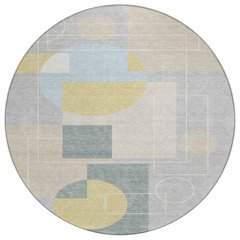Machine Washable Indoor/Outdoor Chantille ACN2500 Gray 8' x 8' Round Rug