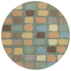 Machine Washable Indoor/Outdoor Chantille ACN2501 Green 8' x 8' Round Rug