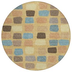 Machine Washable Indoor/Outdoor Chantille ACN2501 Gold 8' x 8' Round Rug