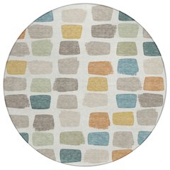 Machine Washable Indoor/Outdoor Chantille ACN2501 Ivory 8' x 8' Round Rug