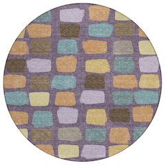 Machine Washable Indoor/Outdoor Chantille ACN2501 Purple 8' x 8' Round Rug