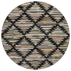 Machine Washable Indoor/Outdoor Chantille ACN2502 Black 8' x 8' Round Rug