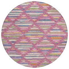 Machine Washable Indoor/Outdoor Chantille ACN2502 Pink 8' x 8' Round Rug