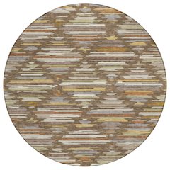 Machine Washable Indoor/Outdoor Chantille ACN2502 Brown 8' x 8' Round Rug
