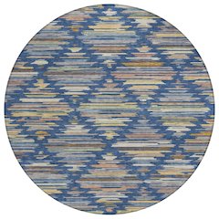 Machine Washable Indoor/Outdoor Chantille ACN2502 Blue 8' x 8' Round Rug