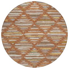 Machine Washable Indoor/Outdoor Chantille ACN2502 Orange 8' x 8' Round Rug