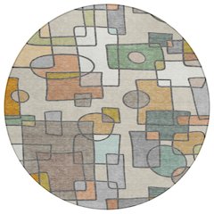 Machine Washable Indoor/Outdoor Chantille ACN2503 Brown 8' x 8' Round Rug
