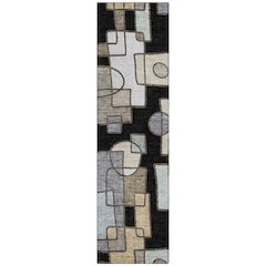 Machine Washable Indoor/Outdoor Chantille ACN2503 Black 2'3" x 7'6" Runner Rug