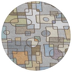 Machine Washable Indoor/Outdoor Chantille ACN2503 Gray 8' x 8' Round Rug