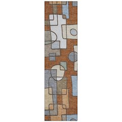 Machine Washable Indoor/Outdoor Chantille ACN2503 Orange 2'3" x 7'6" Runner Rug
