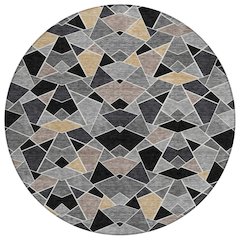 Machine Washable Indoor/Outdoor Chantille ACN2504 Black 8' x 8' Round Rug