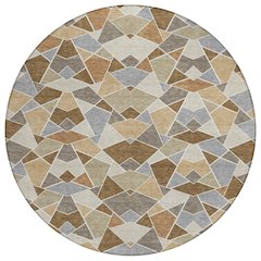 Machine Washable Indoor/Outdoor Chantille ACN2504 Brown 8' x 8' Round Rug
