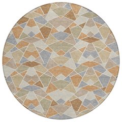 Machine Washable Indoor/Outdoor Chantille ACN2504 Orange 8' x 8' Round Rug