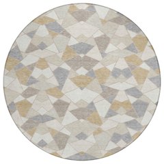 Machine Washable Indoor/Outdoor Chantille ACN2504 Ivory 8' x 8' Round Rug