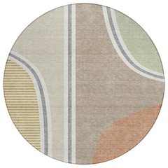 Machine Washable Indoor/Outdoor Chantille ACN2505 Brown 8' x 8' Round Rug