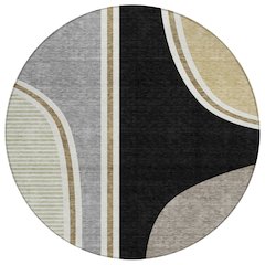 Machine Washable Indoor/Outdoor Chantille ACN2505 Black 8' x 8' Round Rug