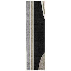 Machine Washable Indoor/Outdoor Chantille ACN2505 Black 2'3" x 7'6" Runner Rug