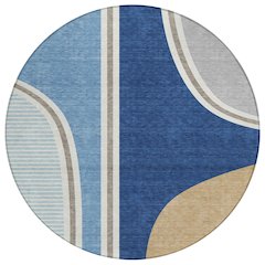 Machine Washable Indoor/Outdoor Chantille ACN2505 Blue 8' x 8' Round Rug